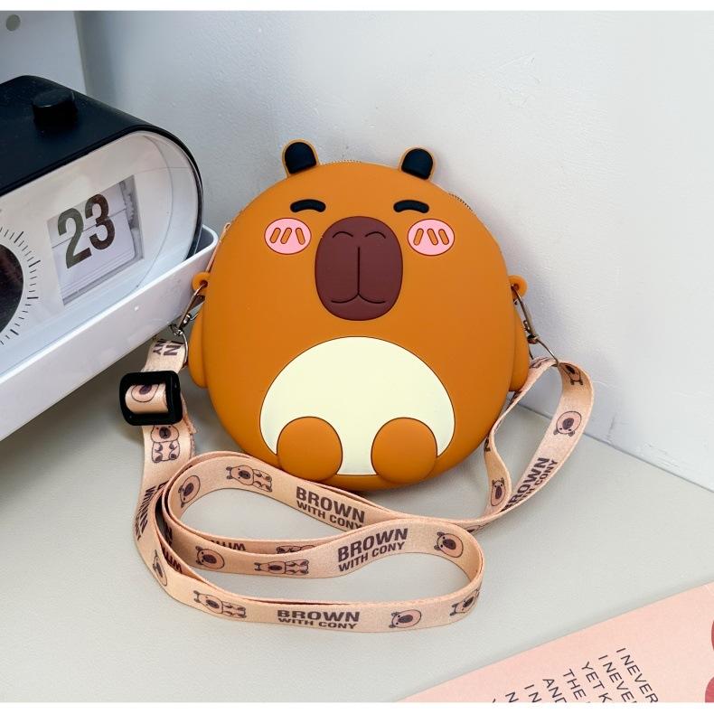 Cartoon creative children's change bag silicone bag cute capybara doll messenger bag storage bag