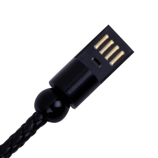 Flettet armbånd i kunstskinn Micro USB Type-C ladekabel Datasynkroniseringsledning