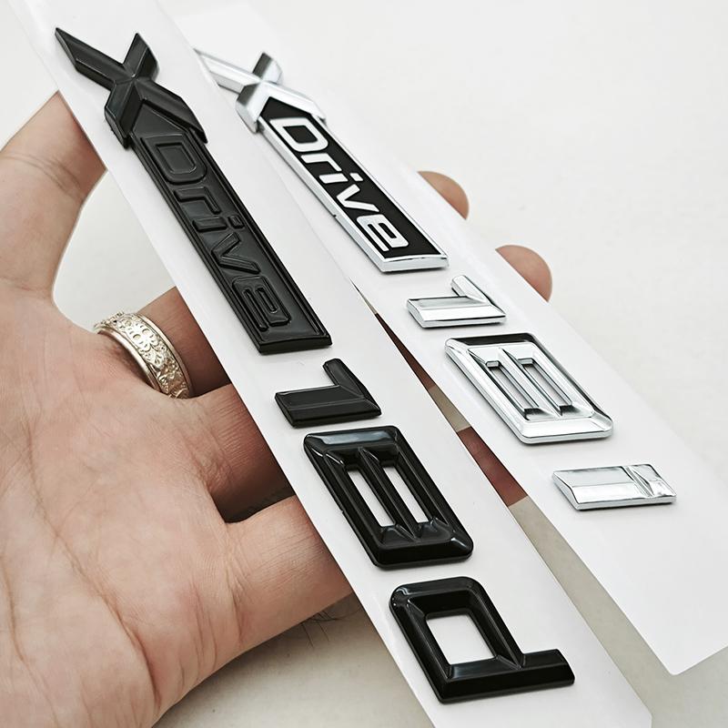 3D ABS Car Rear Trunk Badge Side Fender Emblem Logo XDrive 18i Sticker For BMW X1 F48 X Drive 18i Auto Exterior Accessories