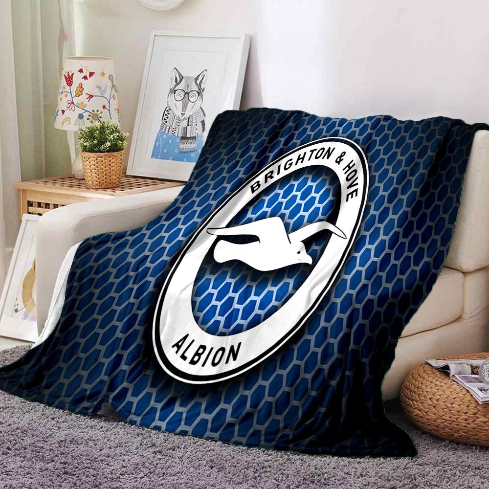 Brighton & Hove football club Flannel Blanket, Soft Polyester, Modern Design, All-Season for Camping, Travel, Gifts for holidays or birthdays
