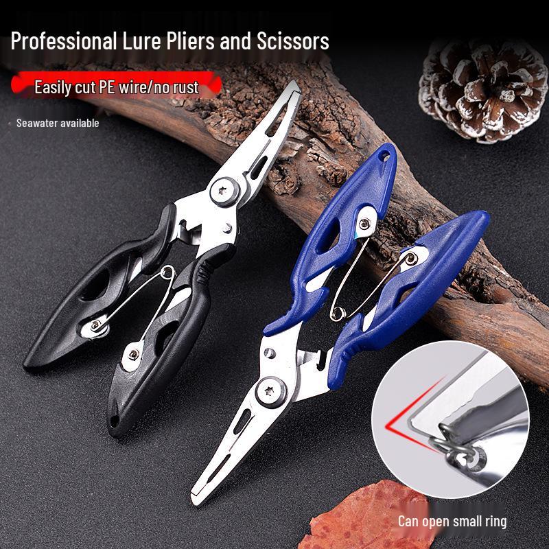 Lightweight Stainless Steel Fishing Pliers & Scissors - Multi-functional Tackle Tool with Hook Remover, Line Cutter, and Fish Gripper.