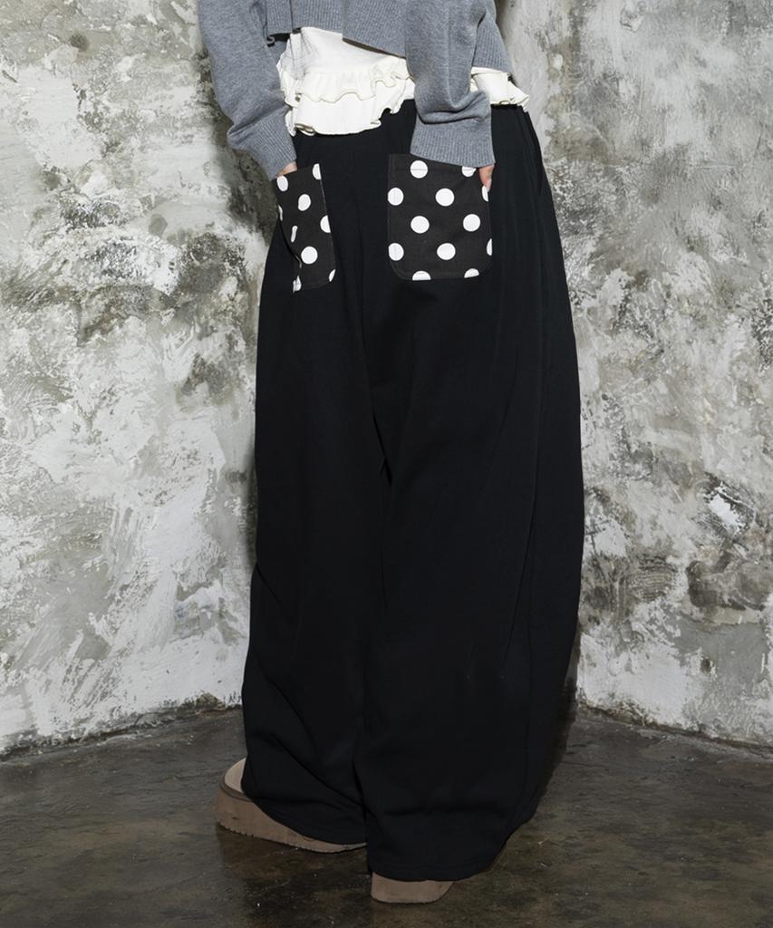 RuNaKi'Hu' Wxp024 Dot Pintuck Sweat Balloon Pants (Black)