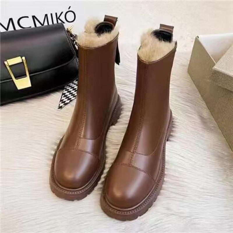 New Martin Boots Women's Fashion Winter Velvet Platform Cotton Shoes Niche Design Short Boots