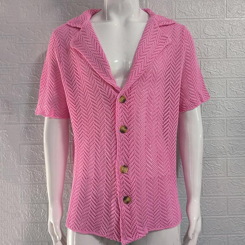 

Мужская рубашка с коротким рукавом, с вырезом «елочка», воротником с лацканами и несколькими вариантами расцветки XXXL