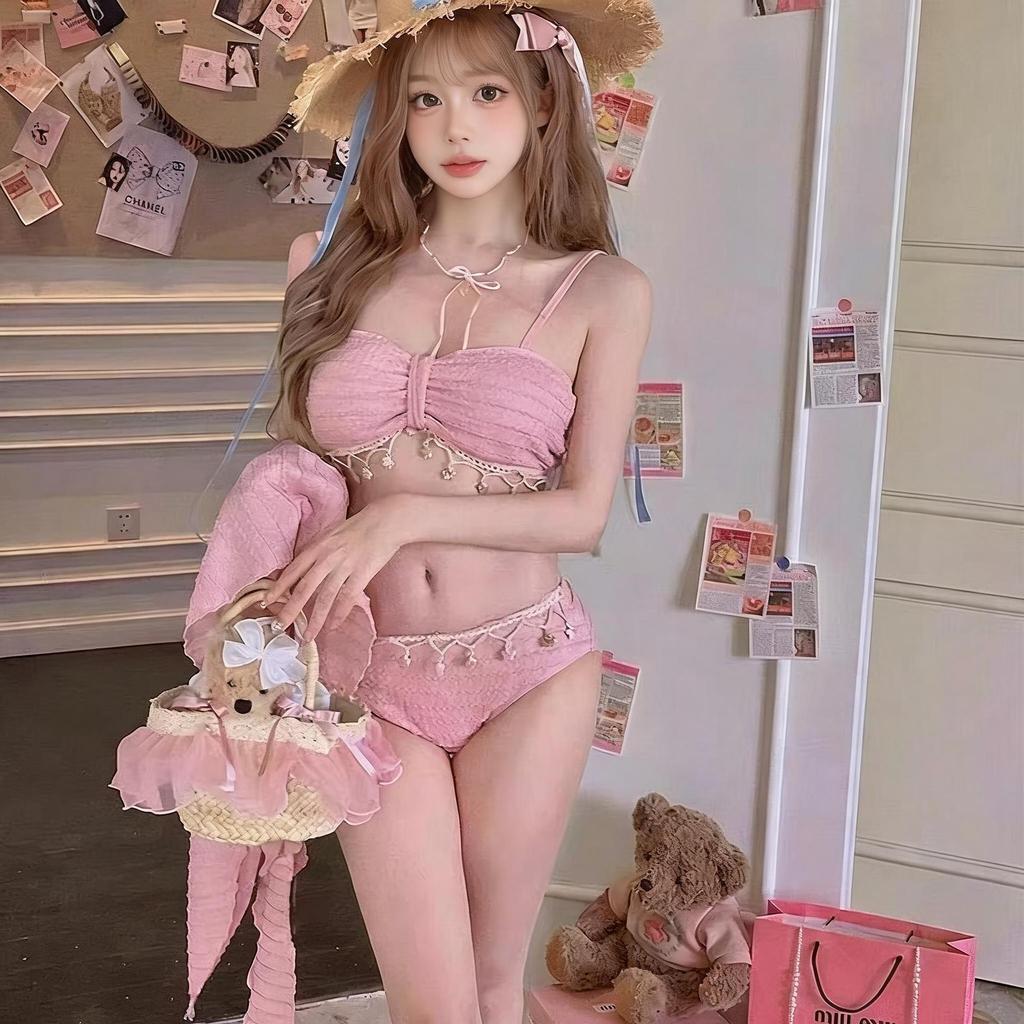 Korean INS style sexy bikini bikini hot spring vacation pure lust babes slim three-point split swimsuit
