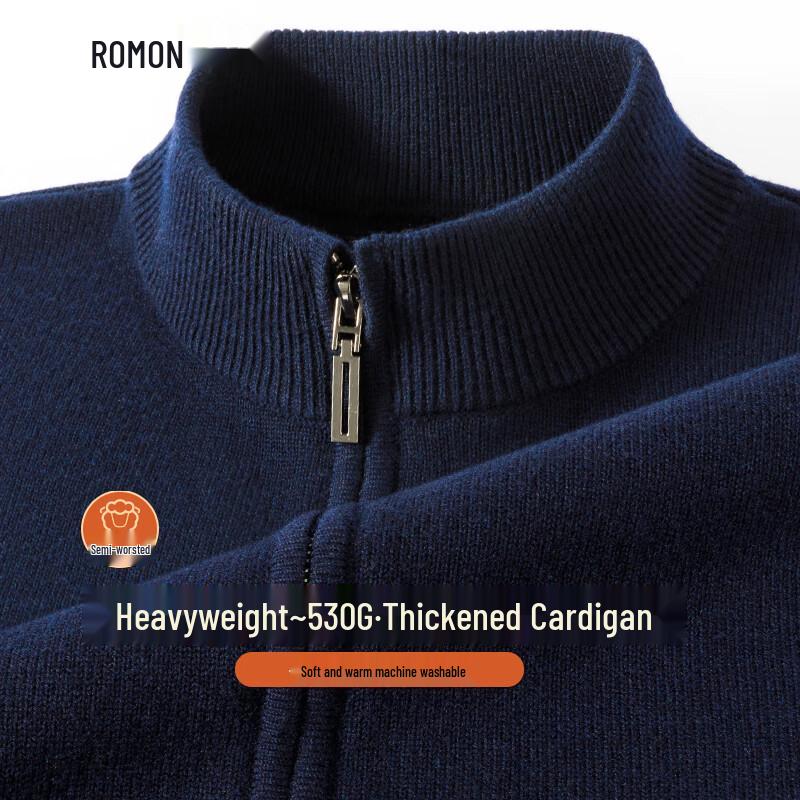 Мужской кардиган на молнии Romon из 100% чистой шерсти, утолщенный
