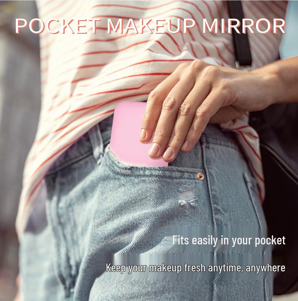 Portable LED Makeup Mirror with 2X Magnification - Handheld, Folding Design