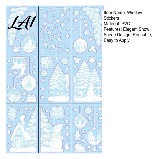 Christmas Decorations for Shop Windows 9 Sheets Static Window Stickers Reusable Snowflake Santa Claus Reindeer Winter Holiday Glass Stickers