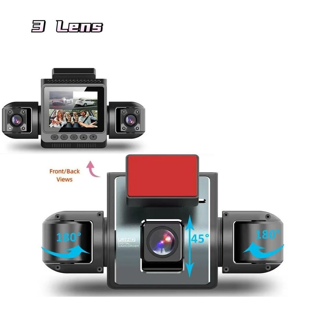 4-Channel Dash Cam, Front, Rear & Inside, 1080P Car Camera, Night Vision, G-Sensor, Driving Video Recorder