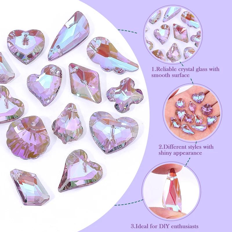 Charming Crystal Pendant Multi Shaped Rhinestone Pendant Crystal Jewelry Accessories Crafts Stone for Earrings Bracelet Making