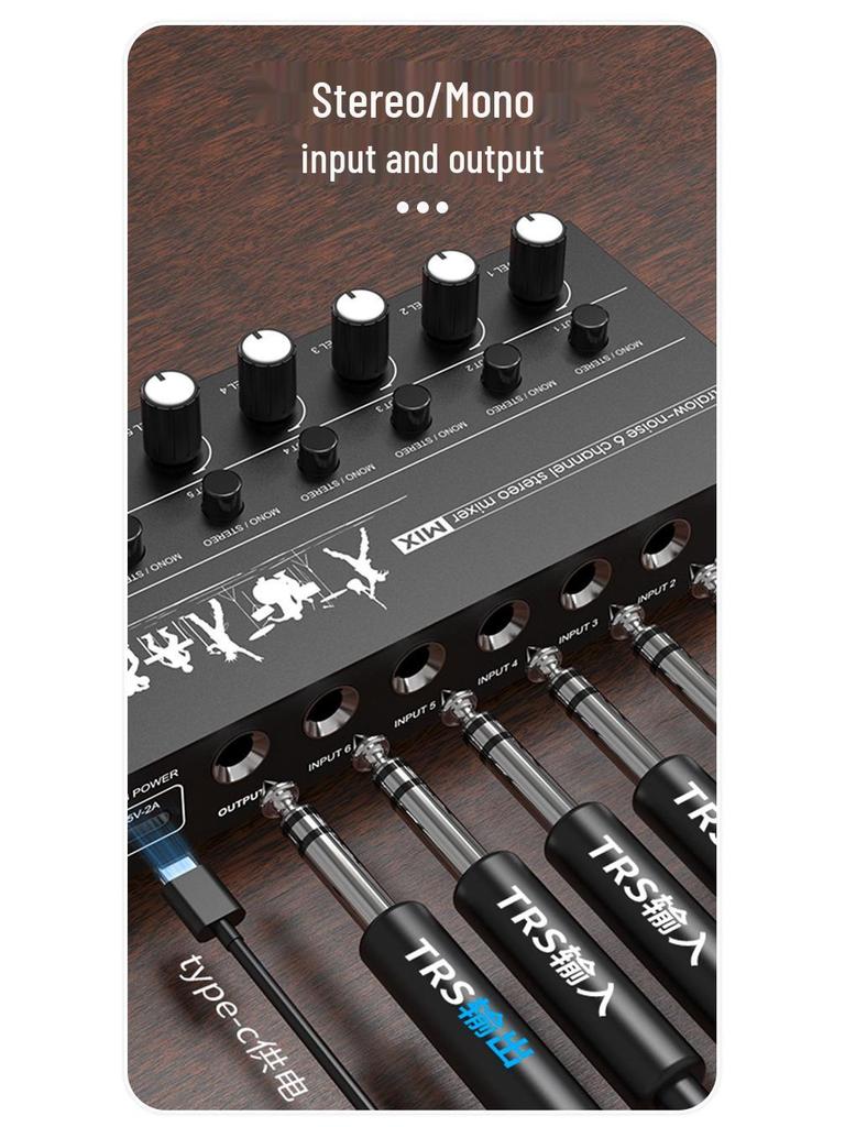 8-Channel Compact Audio Mixer for Microphones & Instruments