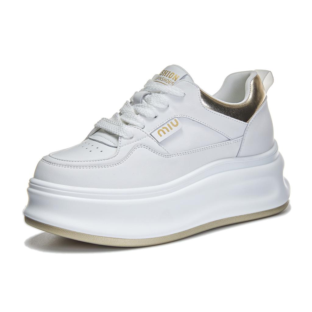 Spring and summer new leather casual women's inner heightening platform slimming single shoes versatile muffin board shoes women