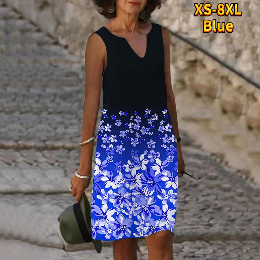 Rochie cu imprimeu rododendron roz de vară pentru femei, cu decolteu în V, ocazional, fără mâneci, la modă, lejer, sexy, rochii mari mari XS-8XL