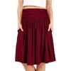 Women Regular Skirt With Pockets Below The Knee Length Solid Color Ruched Flowy Midi Skirt