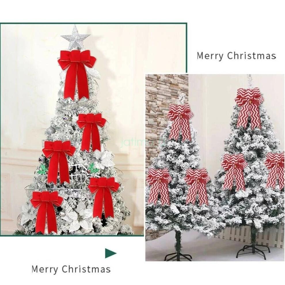 (Maple Leaf Red) 1X Large Bows Christmas Tree Bowknot Ornaments Party Gift Present Xmas Decor Hot