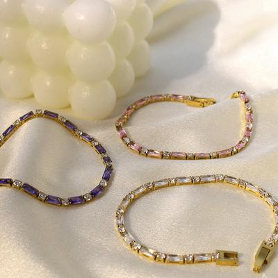 Light Luxury Girls Titanium Steel Colored Diamond Gold Bracelet Does Not Fade, Light Luxury High-End Stainless Steel Jewelry