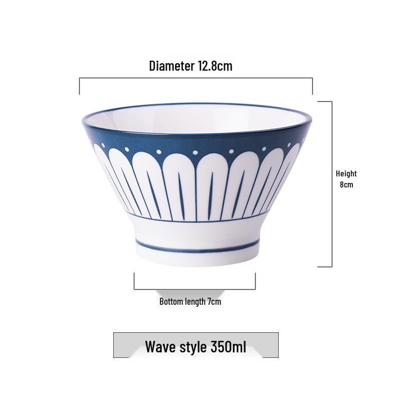 Korean-Style Japanese Ceramic Bowl: High-Foot Conical Design, Creative and Thickened for Safe Use