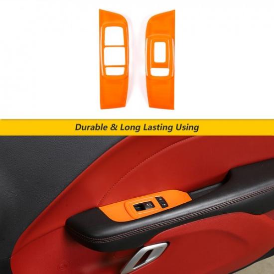 Window Lift Switch Button Panel Trim Cover For Dodge Challenger 2015+ Orange ABS
