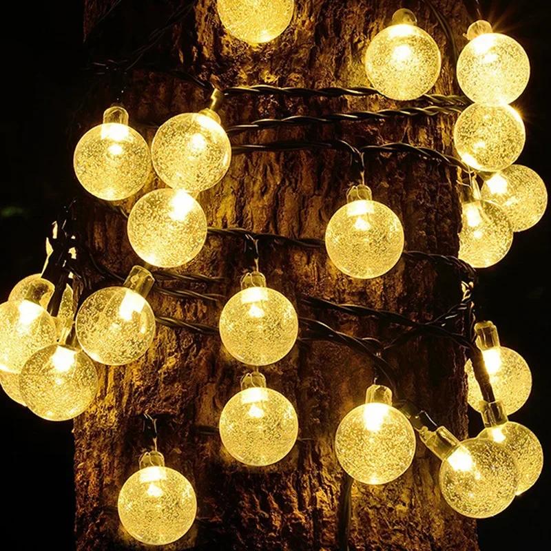 Solar Kristall Globus LED String Lichter 60 LED 8 Beleuchtung Modi IP65 Fairy Light Weihnachten Girlande für Garten Party Dekor