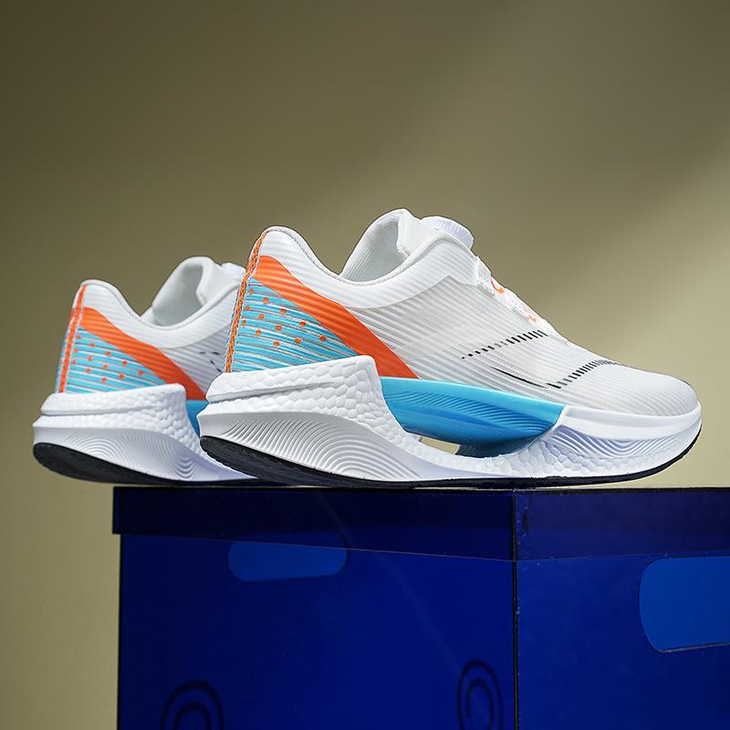 Men's shoes rotating buttons lightweight hollowed out stable sports shoes running shoes breathable shock-absorbing moisture shoes