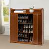 7-Tier Bamboo Shoe Storage Cabinets Shoe Rack Entryway Furniture Shoe Organizer w/Doors&Two Kinds of Heights Compartment