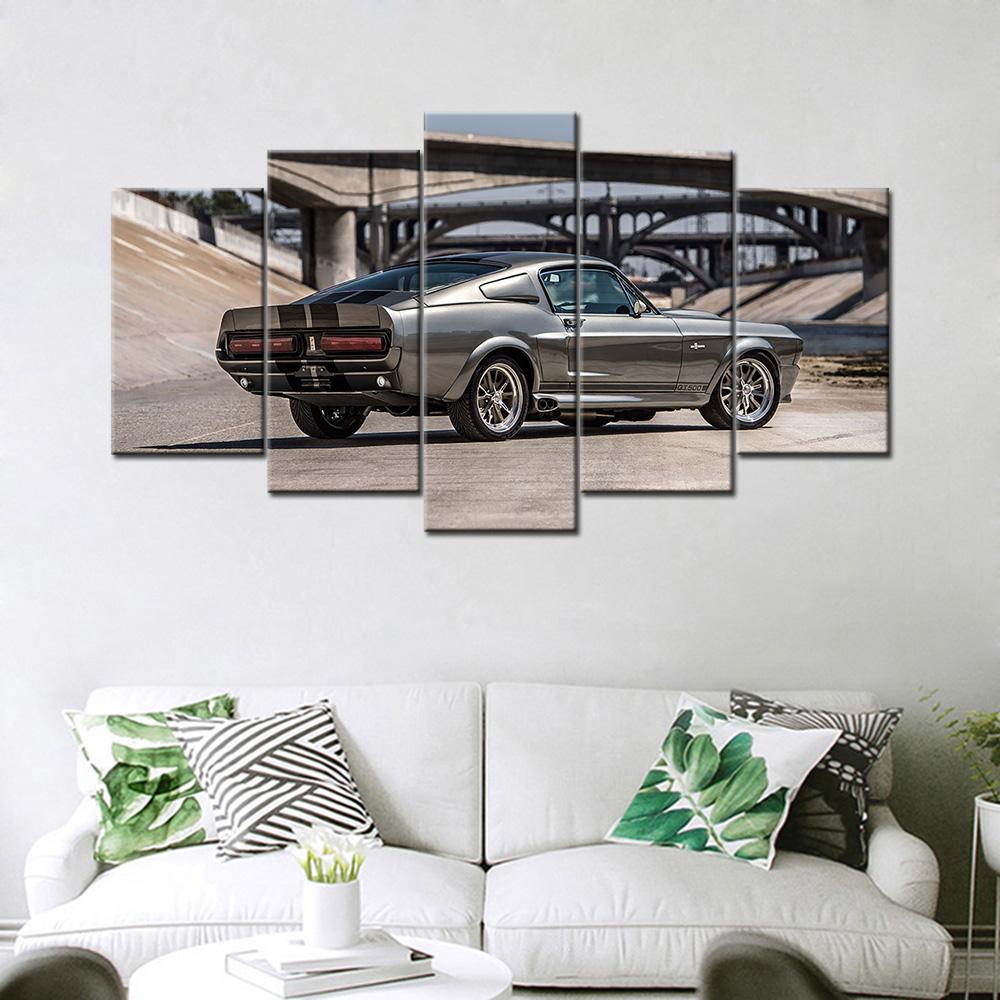Canvas Painting Wall Art 5 Pieces Mustang GT500 Eleanor Muscle Car Pictures Prints Vehicle Poster Home Decor