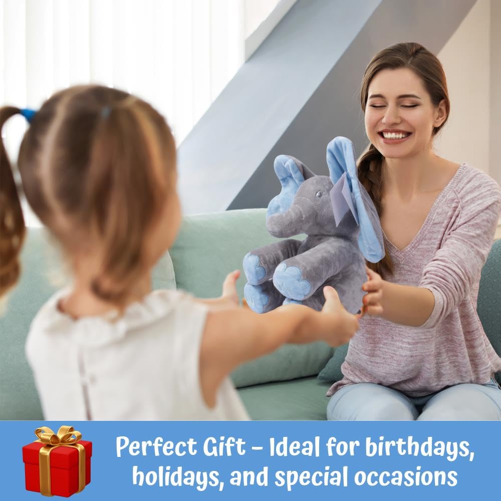 Dimple Kyle Elefant Plüschtier - Animierter Plüschblauer singender Elefant, Interaktives musikalisches Versteckspiel für Babys und Kinder, Perfekt für Kleinkinder, Alter