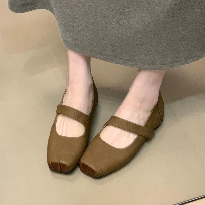 French inner height increase square head Mary Jane shoes women's 2025 new summer and autumn with skirt ballet single shoes evening shoes