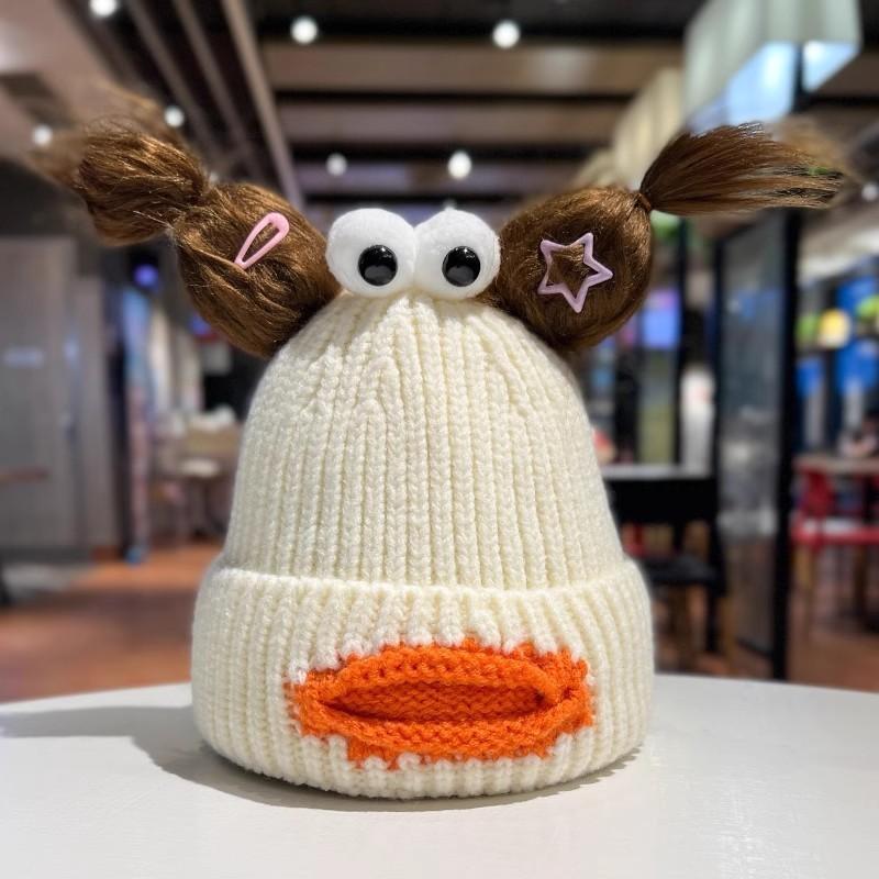 Cute Funny Knit Hat Women Street Snap Winter Thick Warm Ear Protection Cap