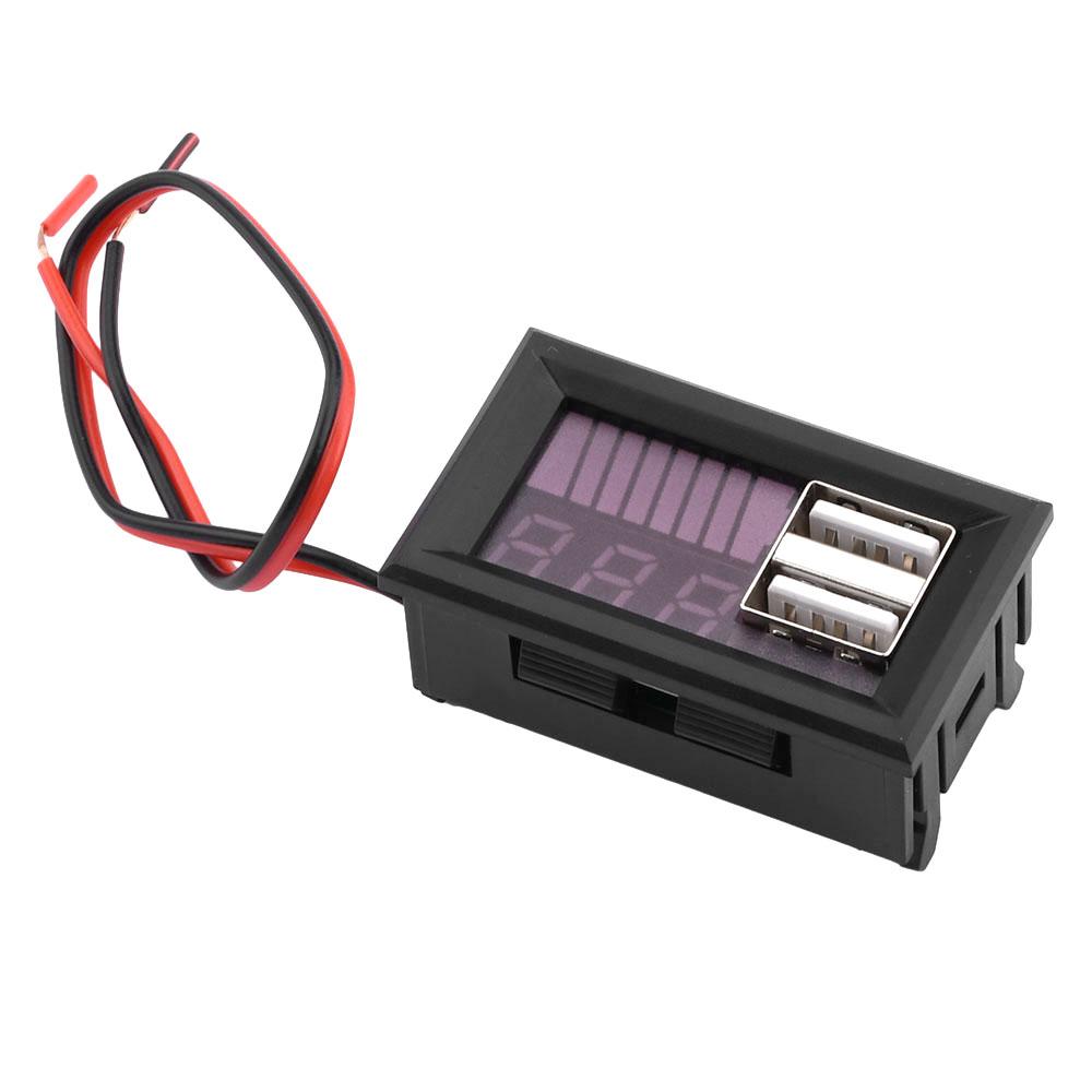 Dual USB 5V 2A Car Voltmeter Voltage Meter Panel 12V 3S Lithium Battery Capacity Indicator Power Tester Li-ion Lead acid