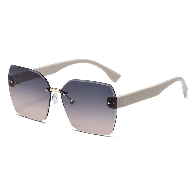 Frameless Sunglasses, Large Frame Versatile And Thin Face Glasses, Sunshade Fashion Sunglasses, Age-Reducing Street Photos, Cut Edges