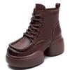 Fashion GKTINOO Women Motorcycle Boots Genuine Leather 2025 New Zip Thick Soled Women Shoes Sewing Handmade Retro Short Platform Boots