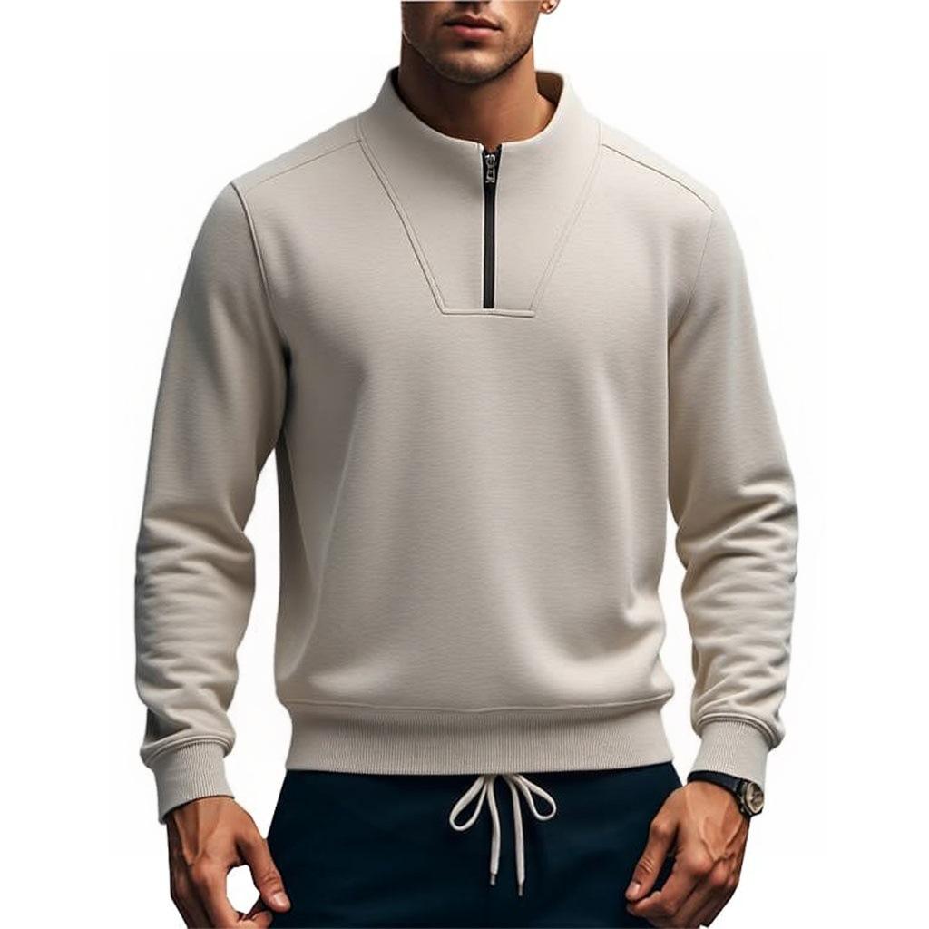 Autumn and Winter Men's Semi-zipper Stand-up Collar Long-sleeved Sweater Daily Versatile Fitness Sweater