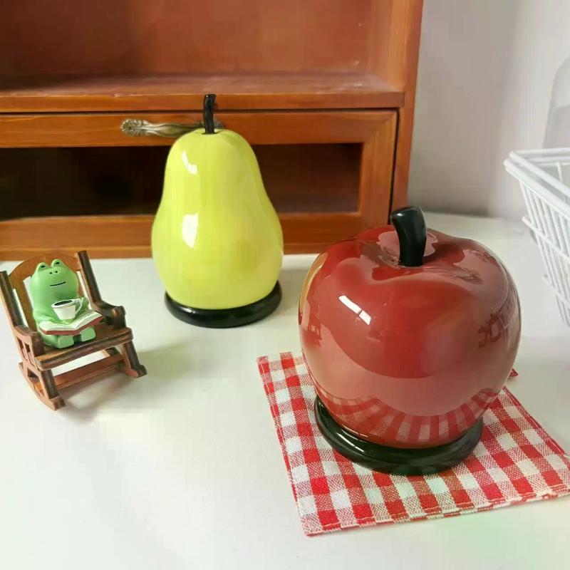 Cute Apple And Pear Design Toothpick Box Luxury Home Cotton Swab Dental Floss Storage Creative Container Modern Organizer
