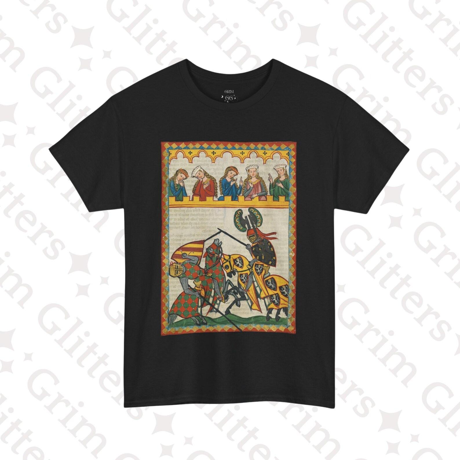Walther von Klingen T-Shirt: Codex Manesse, Medieval Knight Jousting German Art S