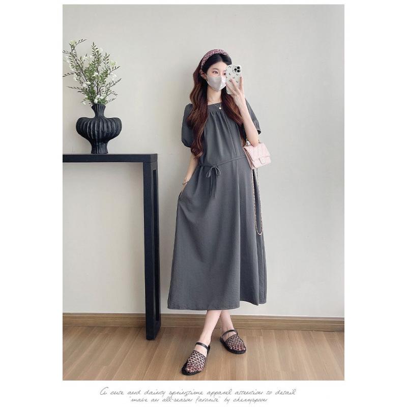 Elegant Plus Size Summer Maternity Dress – Trendy Loose Square Neck Design L