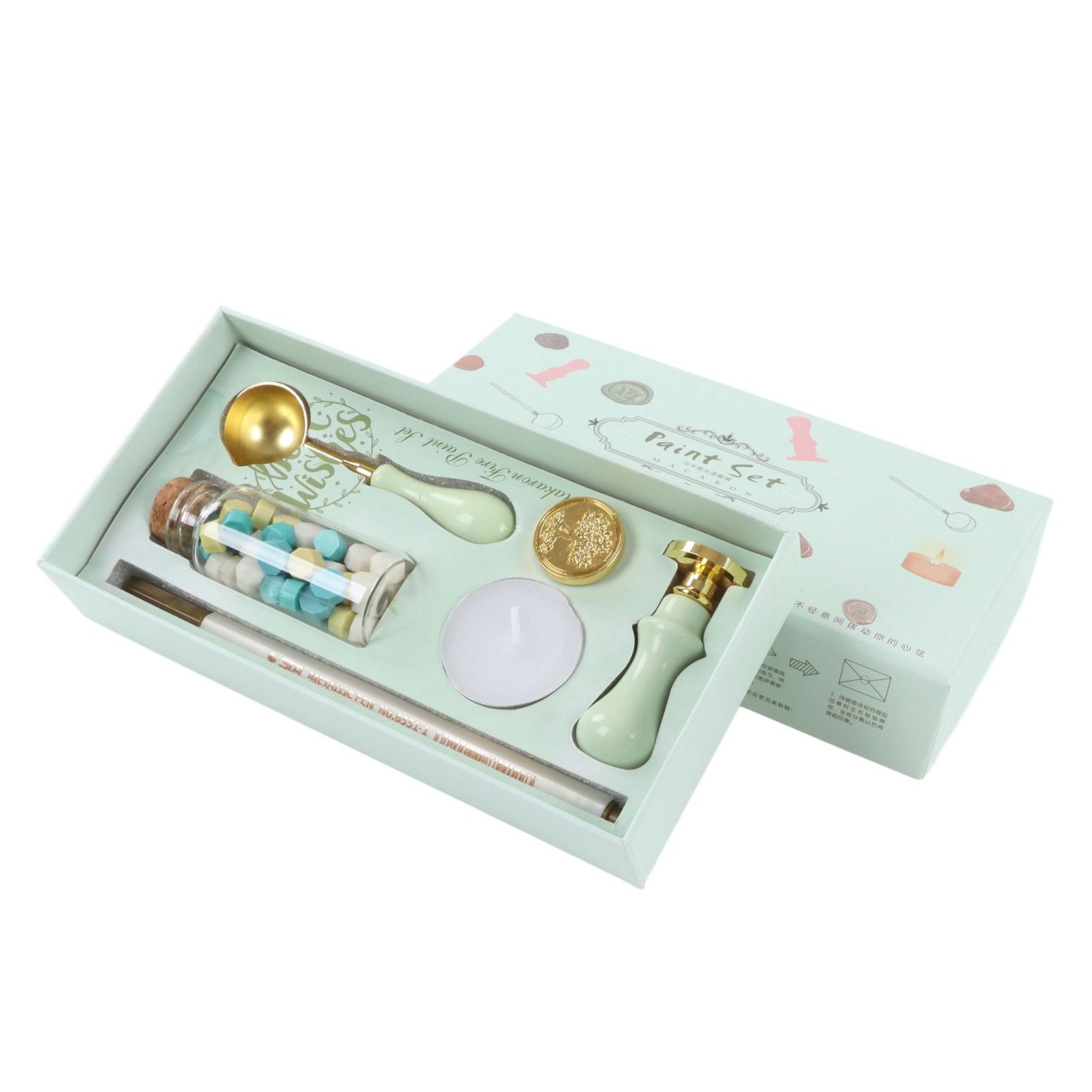 

Набор штампов для запечатывания воска, прозрачный узор, нежная восковая съемная ручка, набор для самостоятельного запечатывания воска для самостоятельного изготовления зелёный