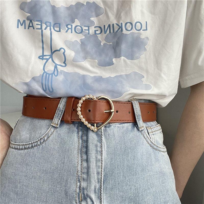 Fashionable Pu Women's Belt Featuring Elegant Heart Design For Versatile Styling