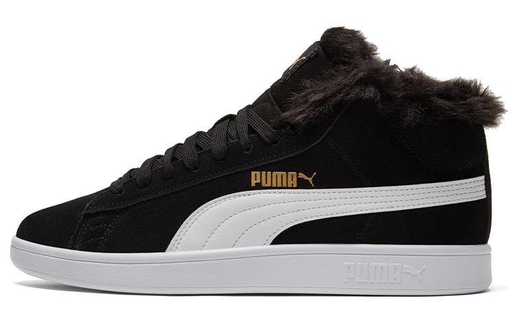 PUMA Smash V2 Plus Fleece Mid Top Sneakers Black Women s 385005-01 35.5