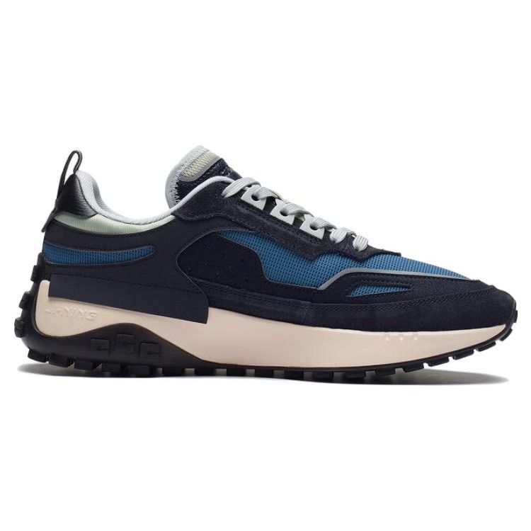 Li Ning CF Cushioning Wear Resistant Low Top Sports Casual Shoes Men Sneakers Blue Green AGCS223-4