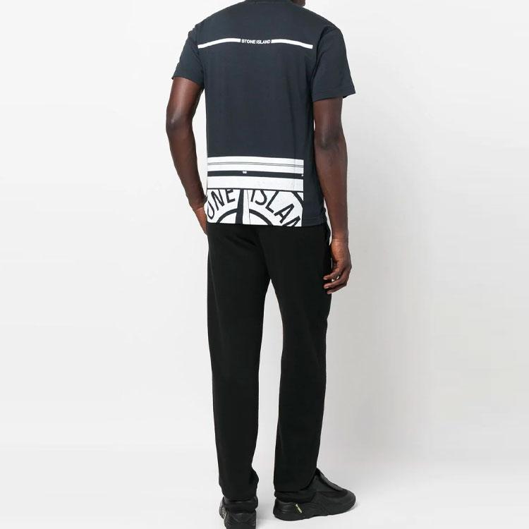 STONE ISLAND Fw22 Logo Print Straight Cut Short Sleeve T-Shirt Men Tops Blue 77152NS86-V0020