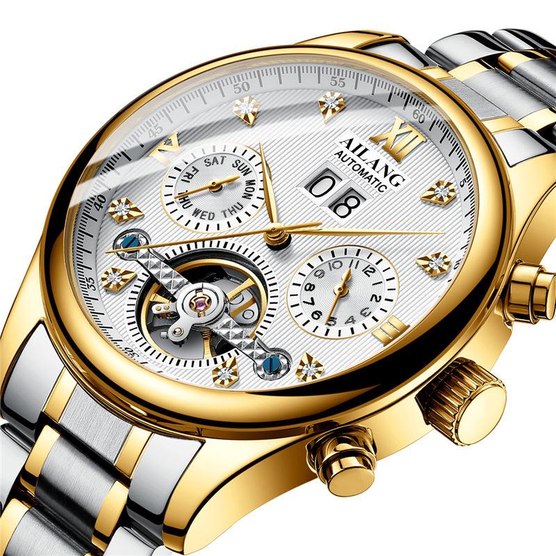 Ai Lang Hollow Tourbillon Watch Men S Fully Automatic Mechanical Men S Watch Multifunctional Stainless Steel Waterproof Waterproof Watch Men S