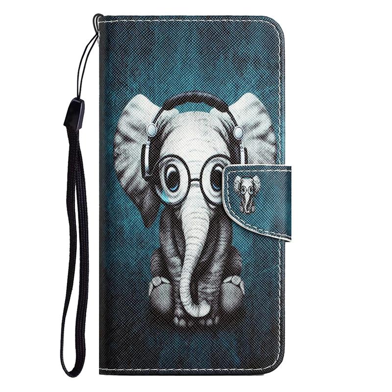 Leather Flip Phone Case For iPhone 11 XR X XS 7 8 SE 2020 SE 2022 Lion Cat Flower Painted Wallet Card Holder Back Cover