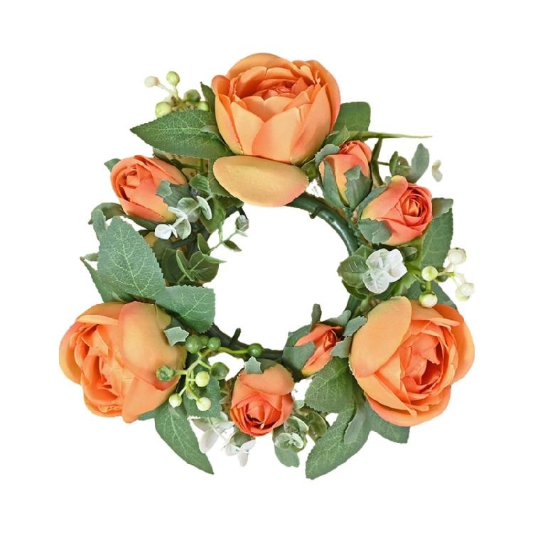 Portacandele per San Valentino Anelli Anelli Portacandele Fiore di Rosa Artificiale Ghirlanda per Matrimonio Festa Centrotavola
