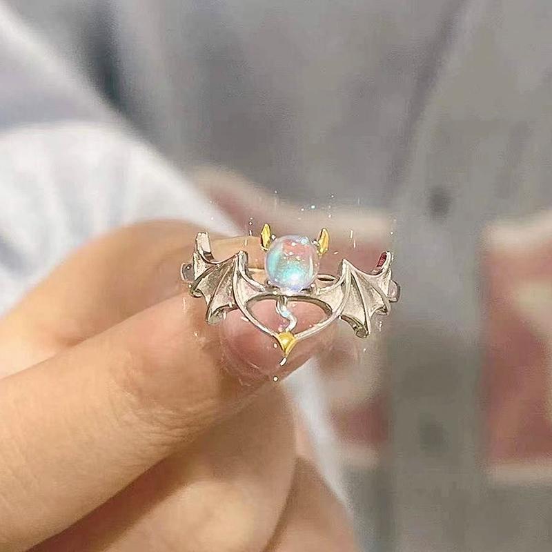 Mode Glänzende Blaue Kristall Planet Ringe Y2K Emo Mädchen Fee Exquisite Offene Finger Ring Frauen Hochzeit Party Trendy Schmuck