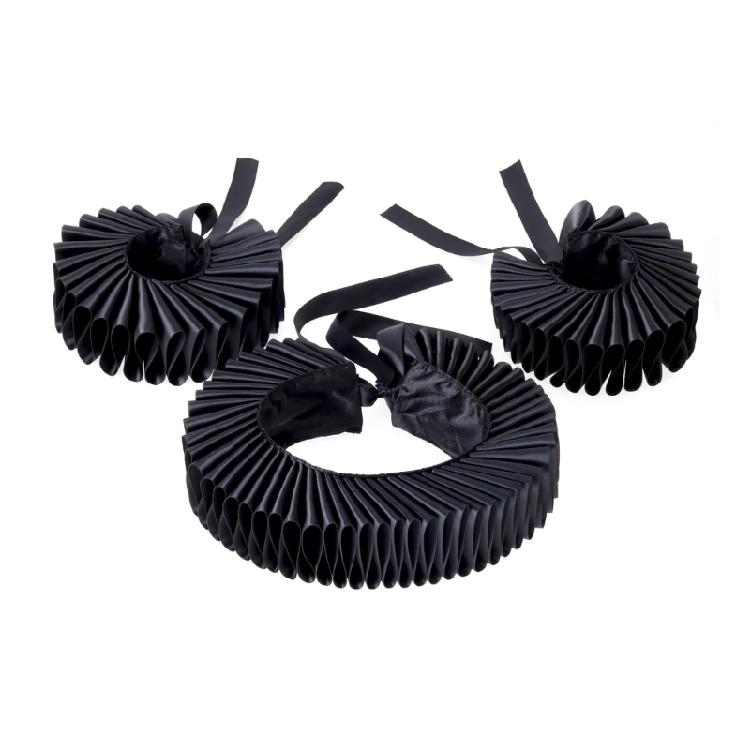 Renaissances Webbing Ruffled Choker Necklace Clown False Collar and Cuffs Set for Theatrical Props and Cosplay Costume