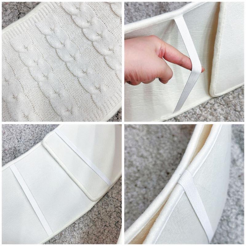White Knitted Christmas Tree Skirt with Twist Rope Pattern Ornaments