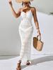 Sexy hohles Camisole langes Rock Slim Fit Fransen Strandrock ärmelloses gestricktes V-Ausschnitt Camisole Kleid