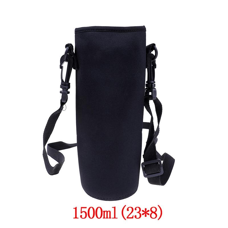 2000ML Water Bottle Cover Carryall Pouch w/Strap Neoprene Water Bottle Carrier Insulated Carryall Pouch Holder Shoulder Strap Black