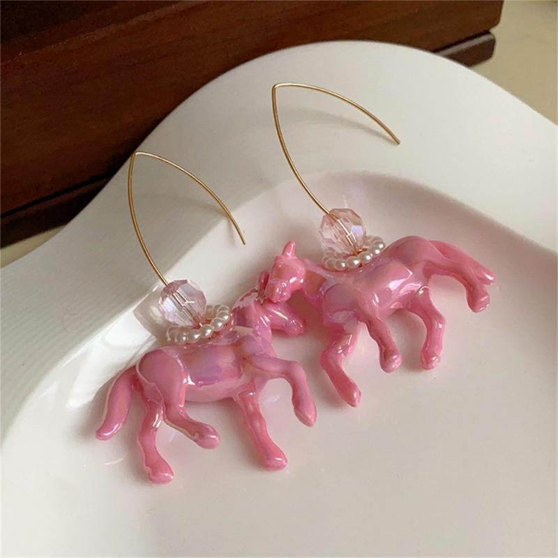 Modische Tierhaken-Ohrringe Harz Kleine Pferde-Ohranhänger für Stilvolle Frauen Einzigartiger Schmuck Weihnachtsgeschenk
